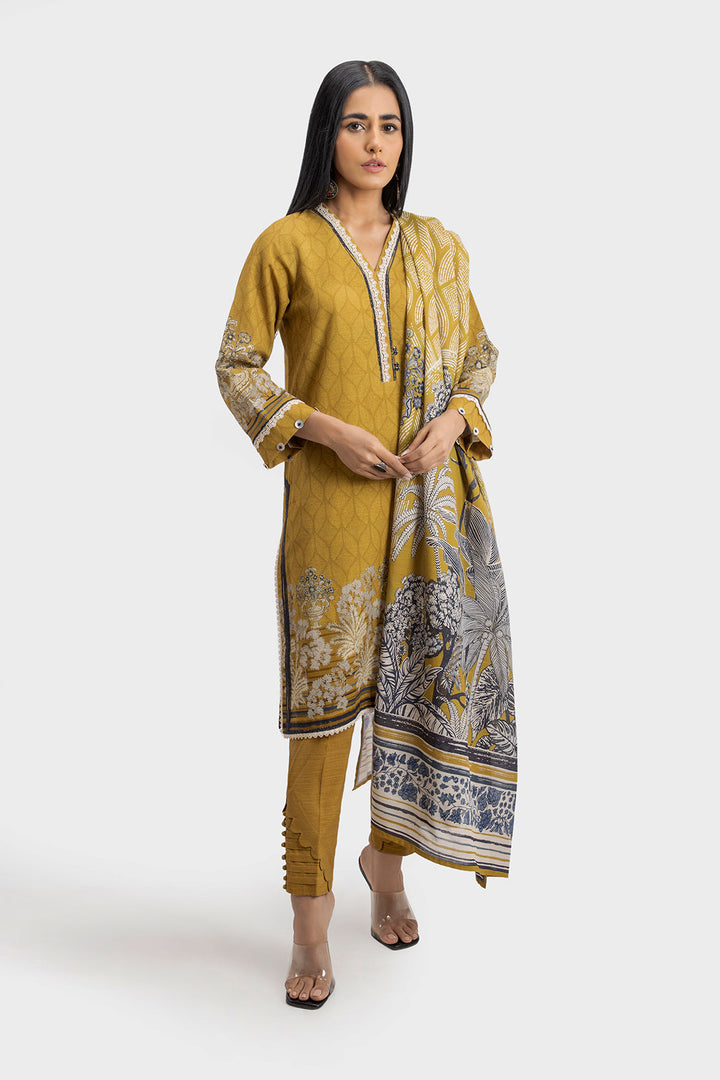 Olive green | Unstitched | Khaddar