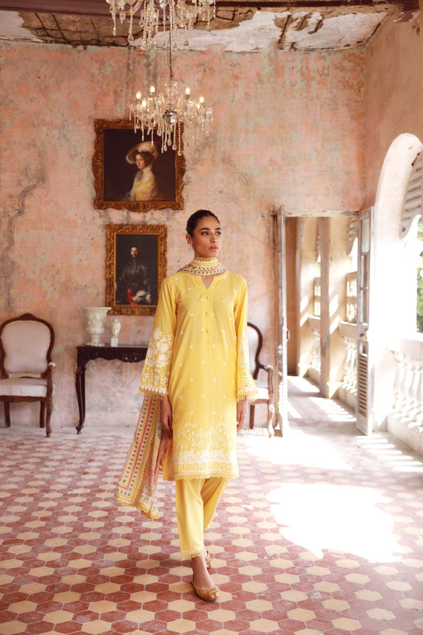 Embroidered Slub Lawn 3 Piece